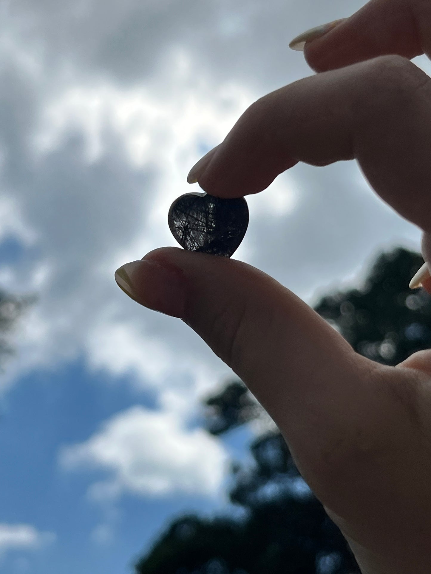 Black Tourmaline in Clear Quartz Mini Heart