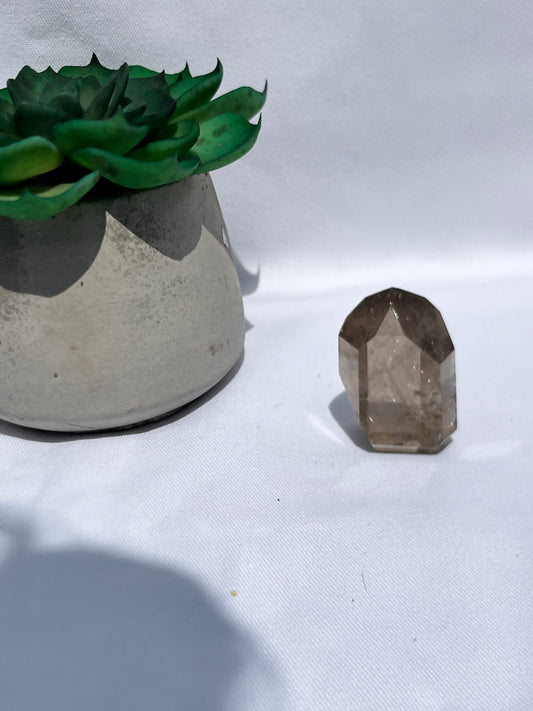 Smoky Quartz Golden Rutile Tower